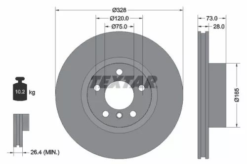 2x Textar Front Vented Brake Discs Pair For Bmw X3 X4