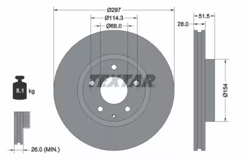 2x Textar Front Vented Brake Discs Pair For Hongqi Mazda Mazda (Changan) Mazda (