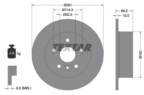 2x Textar Rear Solid Brake Discs Pair For Daihatsu Hawtai Lexus Toyota Toyota (G
