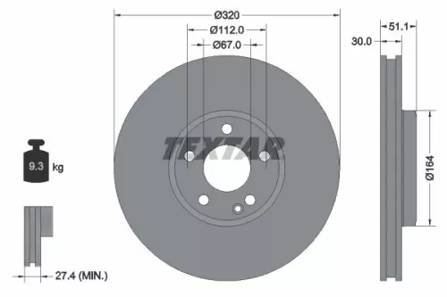 2x Textar Front Vented Brake Discs Pair For Infiniti Mercedes Mercedes (Bbdc) A-