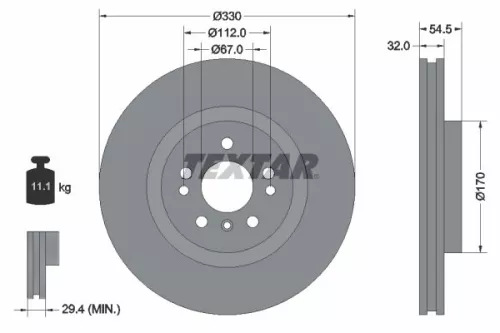 2x Textar Front Vented Brake Discs Pair For Mercedes Gle M-class