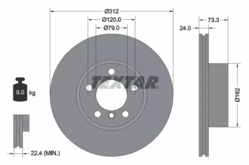 2x Textar Front Vented Brake Discs Pair For Bmw 1 2 3 3 Series 4 X1