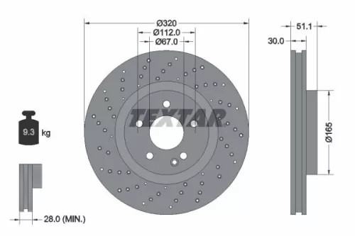 2x Textar Front Perforated Brake Discs Pair For Mercedes Mercedes (Bbdc) A-class