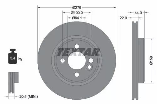 2x Textar Front Vented Brake Discs Pair For Mini Mini