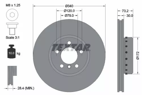 2x Textar Front Two-part Brake Disc Brake Discs Pair For Bmw 1 2 3 3 Series 4