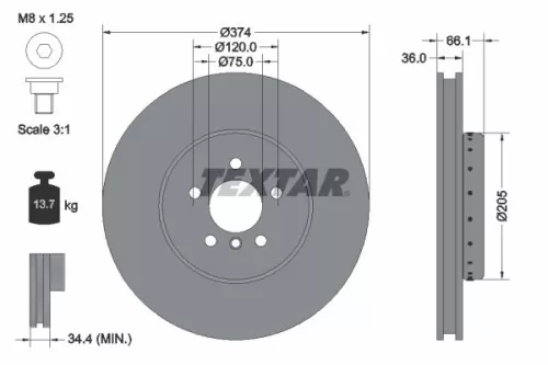 Textar Single Front Right Two-part Brake Disc Brake Disc For Bmw 5 6 Series 7      