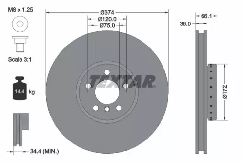 Textar Single Front Left Two-part Brake Disc Brake Disc For Alpina Bmw 5 7 Series B