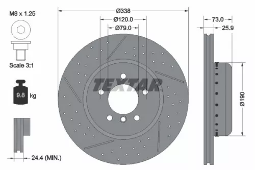 2x Textar Front Two-part Brake Disc Brake Discs Pair For Bmw 1 3 Series