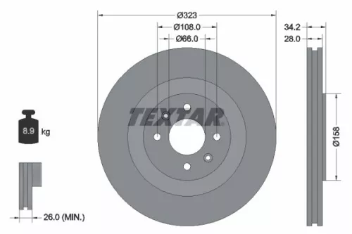2x Textar Front Vented Brake Discs Pair For Citroën Ds Peugeot 208 Ds 3 Ds3