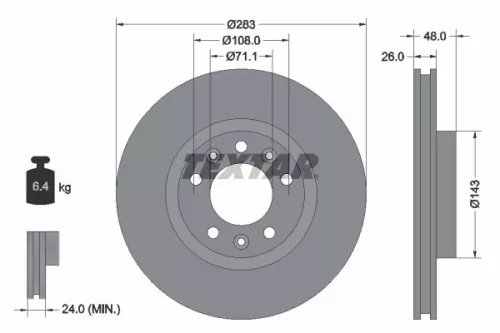 2x Textar Front Vented Brake Discs Pair For Citroën Fiat Opel Peugeot Vauxhall B