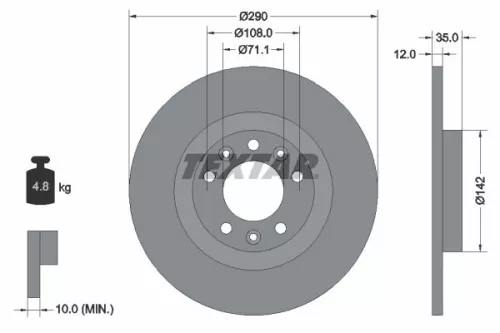 2x Textar Rear Solid Brake Discs Pair For Citroën Citroën (Df-psa) Ds Fengshen F