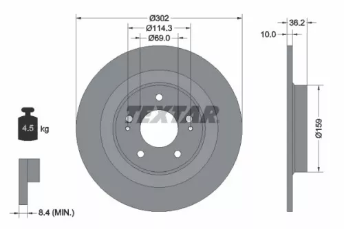 2x Textar Rear Solid Brake Discs Pair For Citroën Mitsubishi Mitsubishi (Gac) Pe