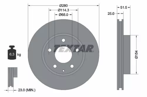 2x Textar Front Vented Brake Discs Pair For Mazda Mazda (Changan) 3 3 Axela Cx-3