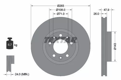 2x Textar Front Vented Brake Discs Pair For Opel Peugeot Peugeot (Df-psa) Vauxha