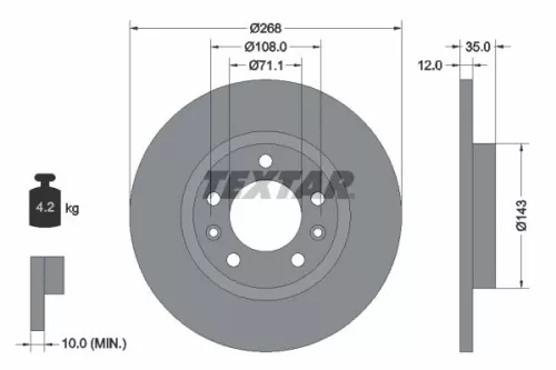2x Textar Rear Solid Brake Discs Pair For Citroën Citroën (Df-psa) Ds Fiat Opel 