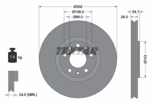 2x Textar Front Vented Brake Discs Pair For Peugeot Rcz