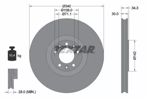 2x Textar Front Vented Brake Discs Pair For Peugeot Rcz