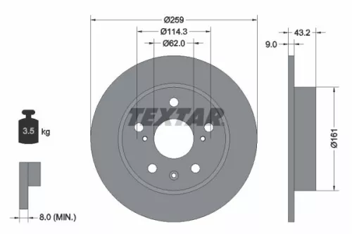 2x Textar Rear Solid Brake Discs Pair For Mg (Saic) Suzuki Suzuki (Changan) 3 Ci