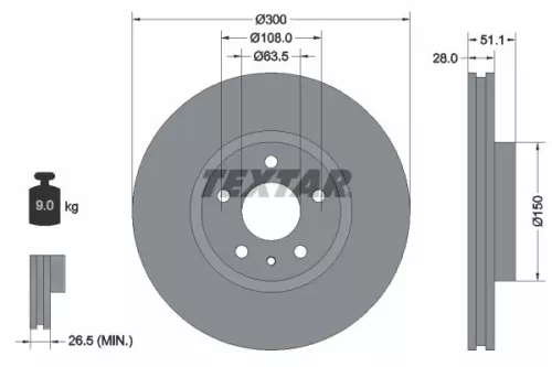 2x Textar Front Vented Brake Discs Pair For Ford Ford (Changan) Ford Australia L