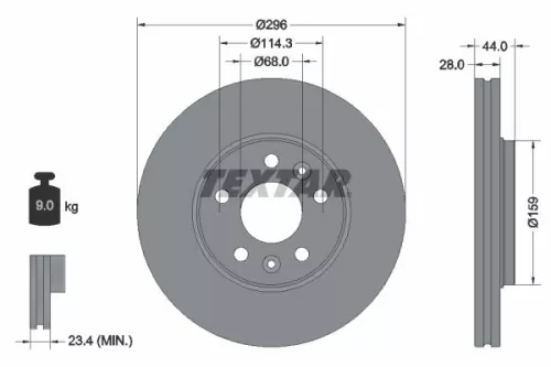 2x Textar Front Vented Brake Discs Pair For Fiat Mitsubishi Nissan Opel Renault 