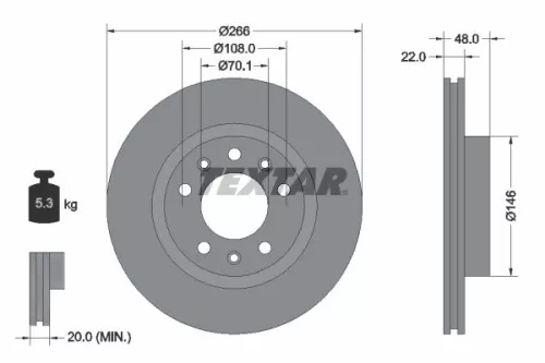 2x Textar Front Vented Brake Discs Pair For Peugeot 308 308 Sw
