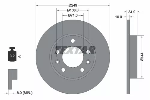 2x Textar Rear Solid Brake Discs Pair For Peugeot 308 308 Sw