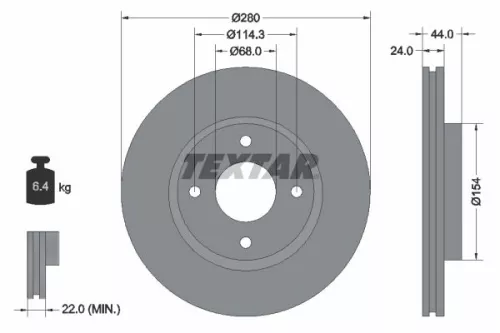 2x Textar Front Vented Brake Discs Pair For Gmc Nissan Nissan (Dfac) Bluebird Sy