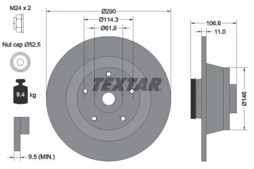 2x Textar Rear Solid Brake Discs Pair For Renault Megane