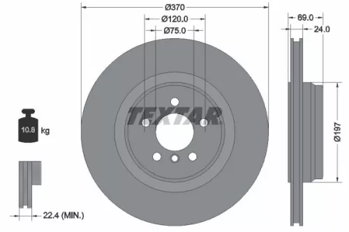 2x Textar Rear Vented Brake Discs Pair For Alpina Bmw 5 7 Series B7