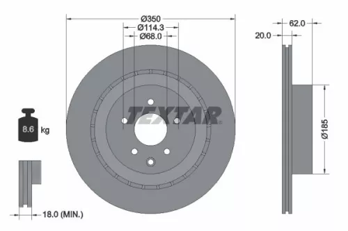 2x Textar Rear Vented Brake Discs Pair For Infiniti Nissan 370z G Q60