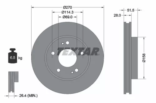 2x Textar Front Vented Brake Discs Pair For Mitsubishi L200 / Triton
