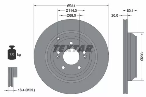 2x Textar Rear Vented Brake Discs Pair For Hyundai Kia Equus / Centennial Genesi