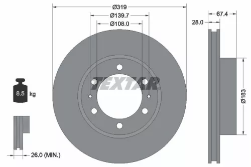 2x Textar Front Vented Brake Discs Pair For Toyota Fortuner Hilux Hilux Champ