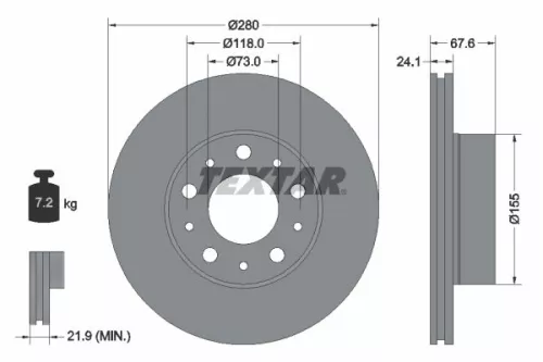 2x Textar Front Vented Brake Discs Pair For Citroën Fiat Opel Peugeot Vauxhall B