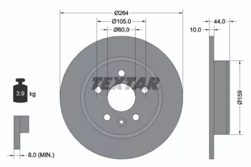 2x Textar Rear Solid Brake Discs Pair For Buick (Sgm) Chevrolet Chevrolet (Sgm) 