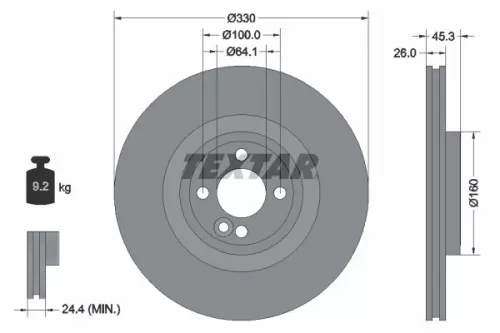 2x Textar Front Vented Brake Discs Pair For Mini Mini