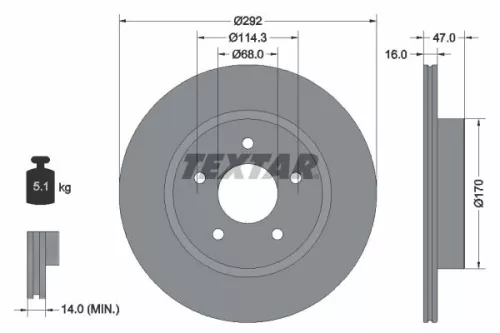 2x Textar Rear Vented Brake Discs Pair For Nissan Nissan (Dfac) Renault Renault 