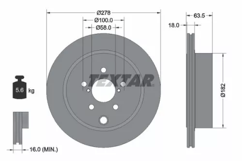2x Textar Rear Vented Brake Discs Pair For Subaru Forester