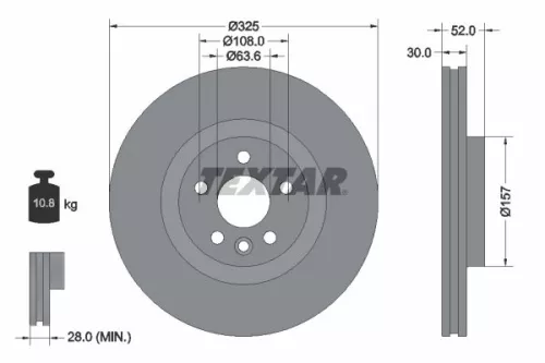 2x Textar Front Vented Brake Discs Pair For Jaguar Jaguar (Chery) Land Rover Lan