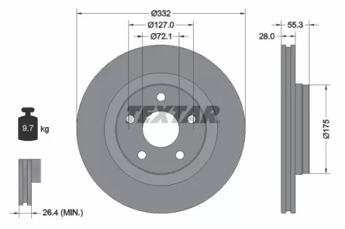 2x Textar Front Vented Brake Discs Pair For Jeep Wrangler