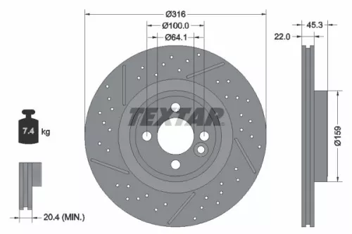 2x Textar Front Perforated Brake Discs Pair For Mini Mini Mini Clubman Mini Club
