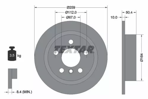 2x Textar Rear Solid Brake Discs Pair For Mini Mini