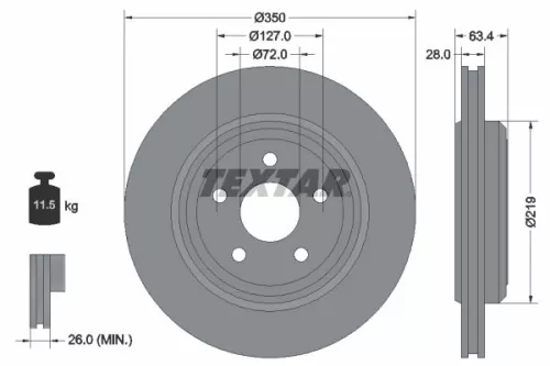 2x Textar Rear Vented Brake Discs Pair For Jeep Grand Cherokee