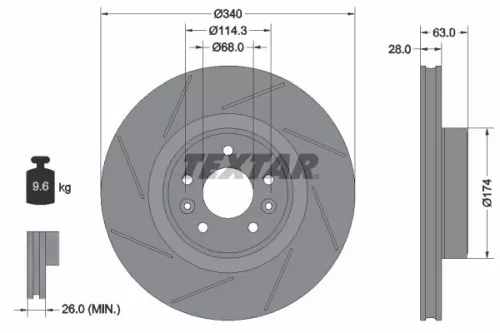 2x Textar Front Vented Brake Discs Pair For Renault Megane