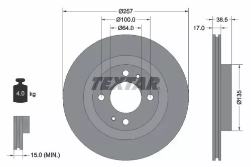 2x Textar Front Vented Brake Discs Pair For Citroën Mitsubishi Peugeot C-zero I 