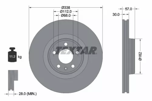 2x Textar Front Vented Brake Discs Pair For Audi Audi (Faw) A4 A4 Allroad A4l A5
