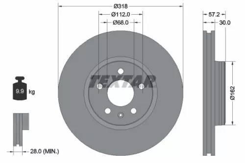 2x Textar Front Vented Brake Discs Pair For Audi Audi (Faw) Audi (Saic) A4 A4 Al