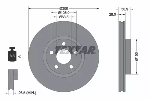 2x Textar Front Vented Brake Discs Pair For Ford Galaxy S-max