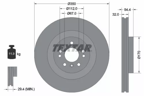 2x Textar Front Vented Brake Discs Pair For Brabus Mercedes 35mr Gl-class Gle Gl