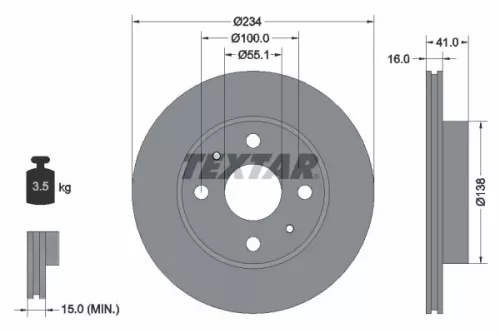 2x Textar Front Vented Brake Discs Pair For Daihatsu Subaru Toyota Cast Cuore Du